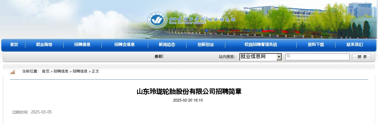 山东玲珑轮胎股份有限公司招聘简章 图片